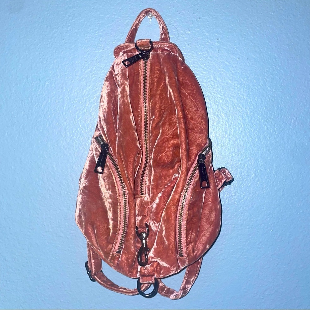 Pink backpack velour backpack velvet backpack Rebecca minkoff Julian - Picture 16 of 16